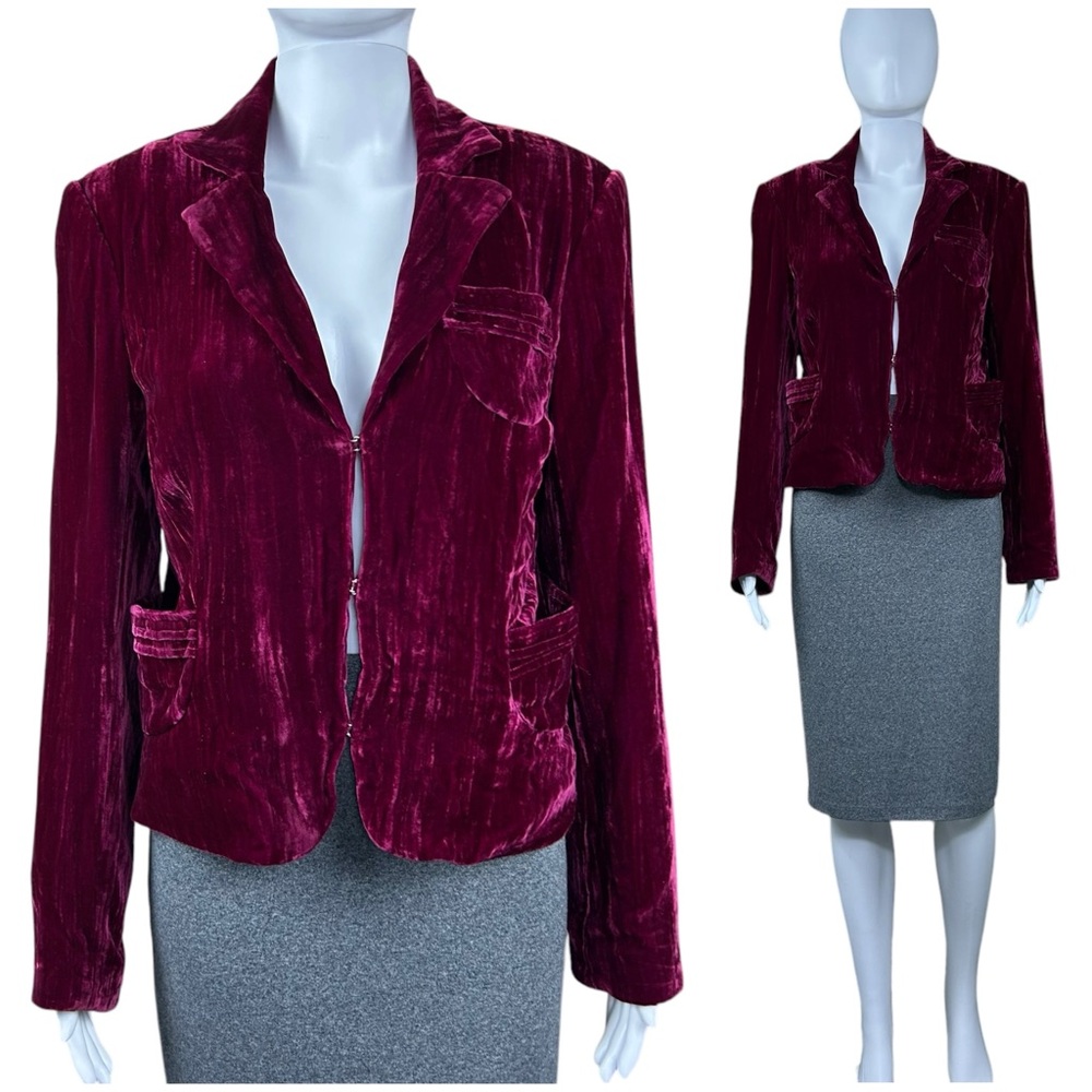 VTG Cache Velvet Blazer Size 4 Silk Blend Jacket Whimsigoth Vampire OldMoney